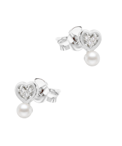 Heart Pearl Silver Stud Earring STS-7061